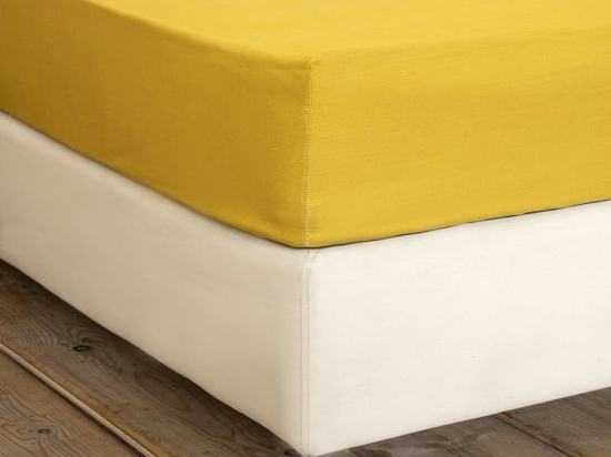 Σεντόνι Unicolors Με Λάστιχο Gold Harvest Nima King Size 180x232cm 100% Βαμβάκι