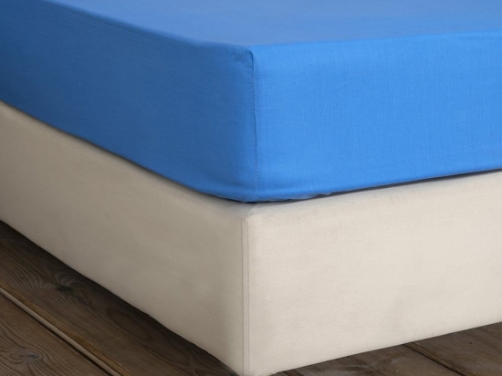 Σεντόνι Unicolors Με Λάστιχο Sea Blue Nima Υπέρδιπλο 160x232cm 100% Βαμβάκι