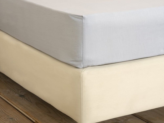 Σεντόνι Unicolors Με Λάστιχο Soft Grey Nima Μονό 100x232cm 100% Βαμβάκι
