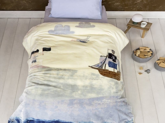 Κουβέρτα Παιδική Βελουτέ Yo-Ho-Ho Blue Nima Μονό 160x220cm Πολυέστερ