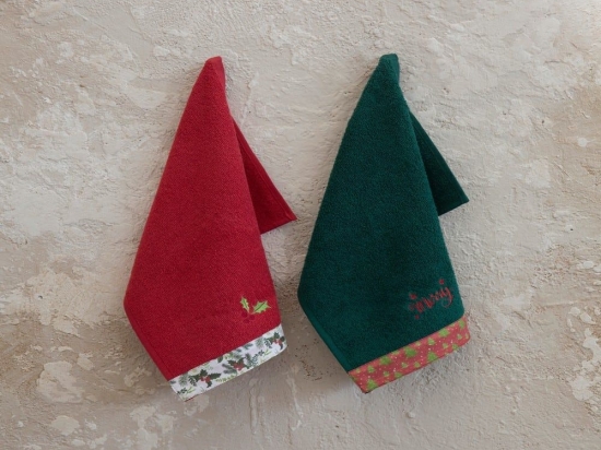Πετσέτες Χριστουγεννιάτικες Be Merry (Σετ 2τμχ) Red-Green Nima Σετ Πετσέτες 30x50cm