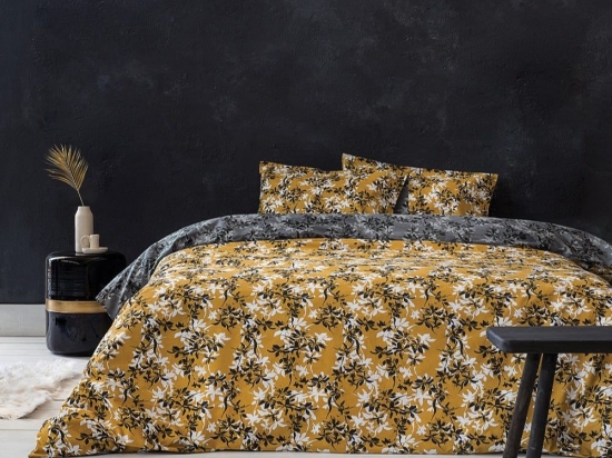 Σεντόνια Zinnia (Σετ 3τμχ) Grey-Mustard Nima Μονό 170x260cm 100% Βαμβάκι