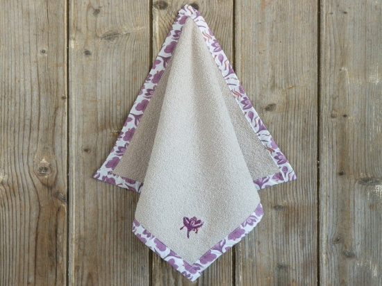 Πετσέτα Κουζίνας Saffron Beige-Purple Nima 40x40cm 100% Βαμβάκι