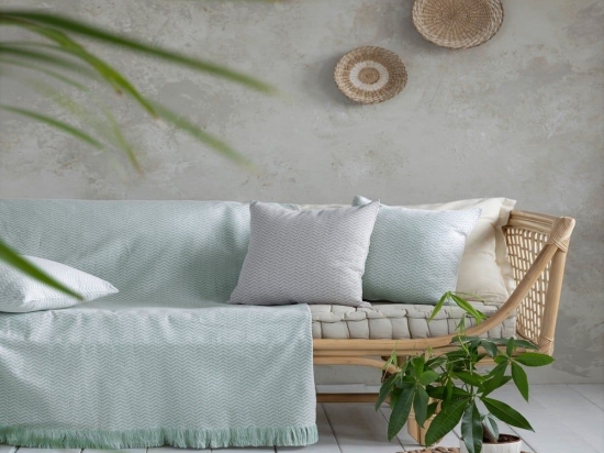Ριχτάρι Wavy Aqua Nima Πολυθρόνα 180x180cm Βαμβάκι-Πολυέστερ