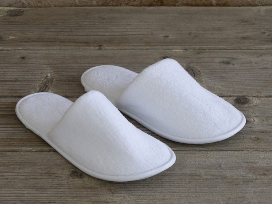 Παντόφλες Ξενοδοχείου Βελουτέ Eva Sole White 100% Velour Cotton One Size 100% Βαμβάκι