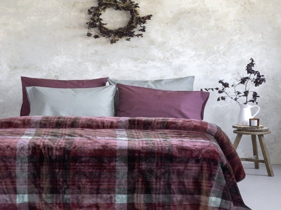 Κουβέρτα Βελουτέ Cozy Bordo Nima Μονό 160x220cm Πολυέστερ