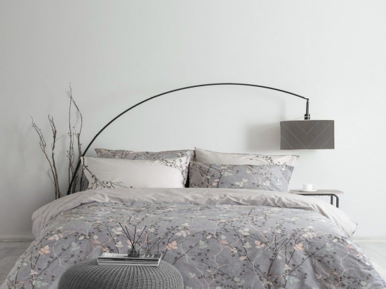 Παπλωματοθήκη Leaf (Σετ 3τμχ) Grey Nima King Size 240x260cm 100% Βαμβάκι