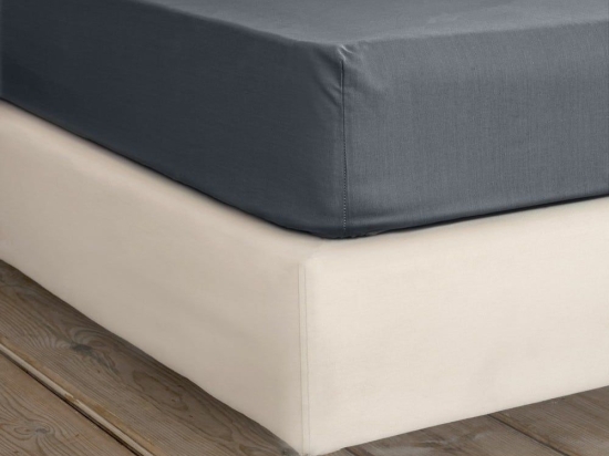 Σεντόνι Unicolors Με Λάστιχο Midnight Grey Nima Μονό 100x232cm 100% Βαμβάκι