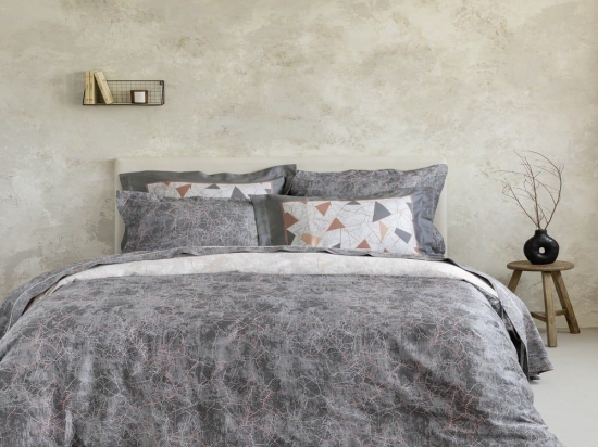 Σεντόνια Marble (Σετ 4τμχ) Grey Nima King Size 270x280cm 100% Βαμβακοσατέν