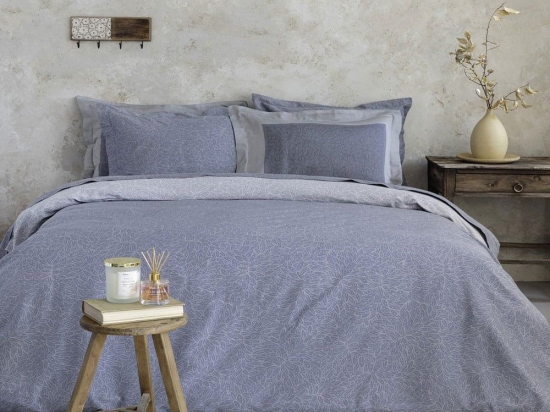 Σεντόνια Satori (Σετ 4τμχ) Blue-Grey Nima Υπέρδιπλο 240x270cm 100% Βαμβακοσατέν