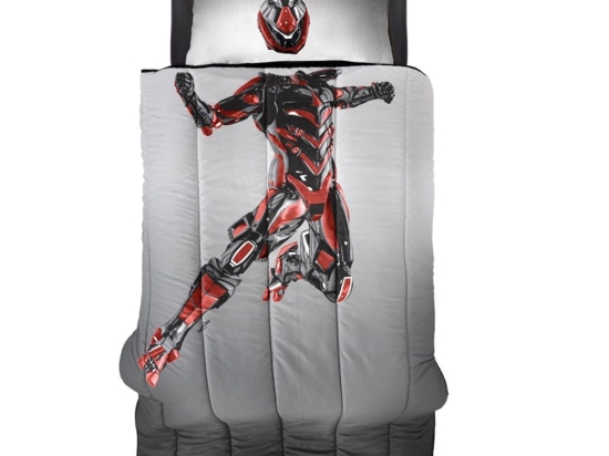 Πάπλωμα Παιδικό Bionic (Σετ 2τμχ) Grey-Red Saint Clair Μονό 160x220cm Microfiber