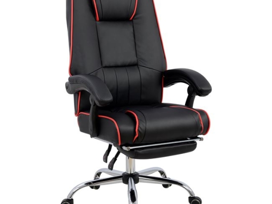 ΚΑΡΕΚΛΑ ΓΡΑΦΕΙΟΥ GAMING AMATA ΜΕ ΥΠΟΠΟΔΙΟ HM1089.01 ΜΑΥΡΗ ΚΟΚΚΙΝΗ 64x68x128 cm