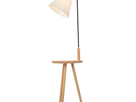 Φωτιστικό Δαπέδου Tiffany 01206 Beige GloboStar Μέταλλο,Ξύλο