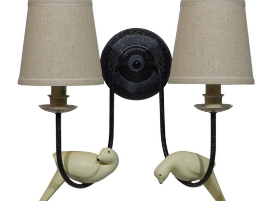 Φωτιστικό Τοίχου-Απλίκα Dove 01086 Black GloboStar Μέταλλο,Ύφασμα