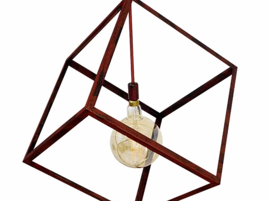Φωτιστικό Οροφής Cube 01673 1xΕ27 Με Πλέγμα 70x70x87cm Rust GloboStar