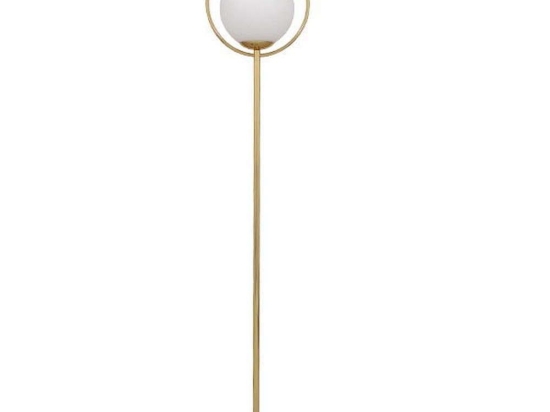 Φωτιστικό Δαπέδου Versailles 01543 1xE27 Με Milky Γυαλί Φ35 170cm Gold GloboStar