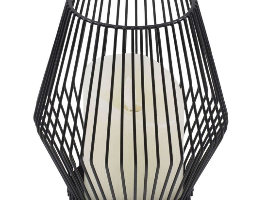 Φανάρι Με Διακοσμητικό Κερί Candle Led 76493 Φ14x16cm Με Μπαταρία & Χειριστήριο Dimmable 2700K Black Αλουμίνιο