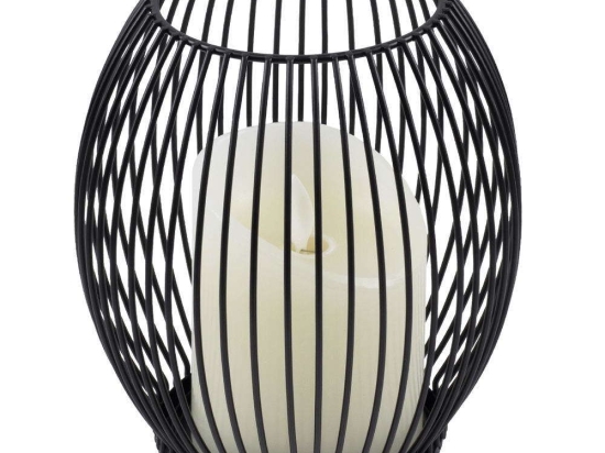 Φανάρι Με Διακοσμητικό Κερί Candle Led 76495 Φ14x16cm Με Μπαταρία & Χειριστήριο Dimmable 2700K Black Αλουμίνιο