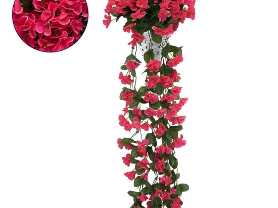 Τεχνητό Κρεμαστό Φυτό Phlox 78053 30x30x80cm Green-Fuchsia GloboStar Polyester,Πλαστικό
