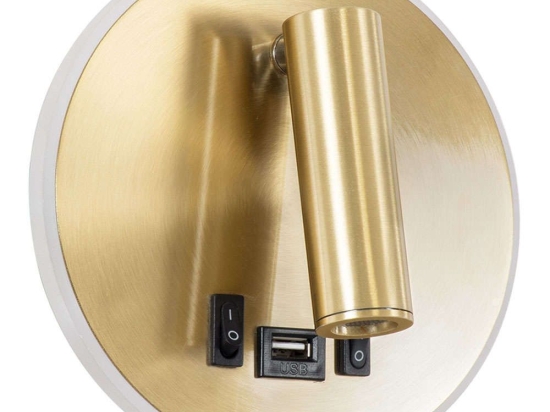 Φωτιστικό Τοίχου - Απλίκα Με Φορτιστή Usb Lady-R 60940 Φ15x7cm Led 600lm 6W 4500K Gold Globostar