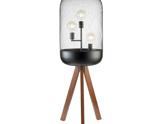 Φωτιστικό Δαπέδου TF503F130BK 3ΧΕ27 D54XH130 Black Aca Decor Μέταλλο,Ξύλο