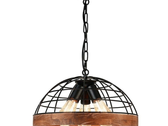 Φωτιστικό Οροφής EG843P40B 3ΧΕ27 D40XH120 Black Aca Decor Μέταλλο,Ξύλο