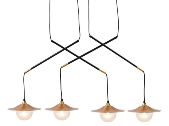 Φωτιστικό Οροφής HL4314P96BB 4ΧG9 97X20ΧΗ128 Brass-Black Aca Decor Μέταλλο,Γυαλί