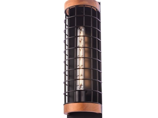 Φωτιστικό Τοίχου - Απλίκα EG841W47B 1ΧΕ27 14X13XH47 Black Aca Decor Μέταλλο,Ξύλο