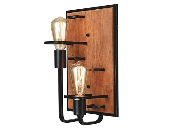 Φωτιστικό Τοίχου - Απλίκα EG842W36B 2ΧΕ27 25X16XH36 Black Aca Decor Μέταλλο,Ξύλο