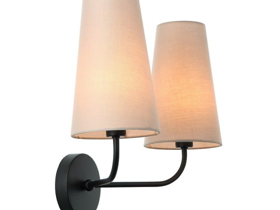 Φωτιστικό Τοίχου - Απλίκα HL35422W38BG 2ΧΕ14 38Χ22ΧΗ33 Black-Beige Aca Decor Μέταλλο,Ύφασμα