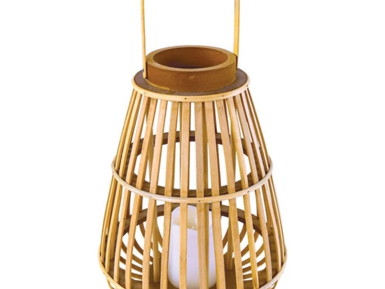 Φανάρι Μπαμπού Με Κερί Led F0711111 Strudel Natural Aca Decor Bamboo