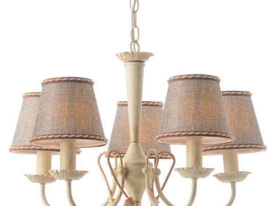 Φωτιστικό Οροφής Κρεμαστό DL8315 5XE14 Φ54cm Avignon White Patine - Grey Aca Decor Μέταλλο,Ύφασμα