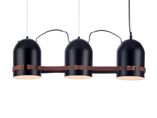 Φωτιστικό Οροφής-Ράγα DCR39217 3ΧΕ27 16X65XH120CM Enola Black Aca Decor Μέταλλο, Δέρμα
