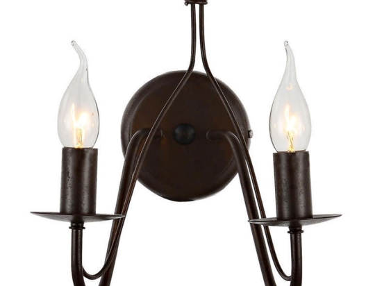 Φωτιστικό Τοίχου - Απλίκα DLA0012W 2XE14 28,5Χ22,5ΧΗ28cm Palmyra Brown Aca Decor Μέταλλο