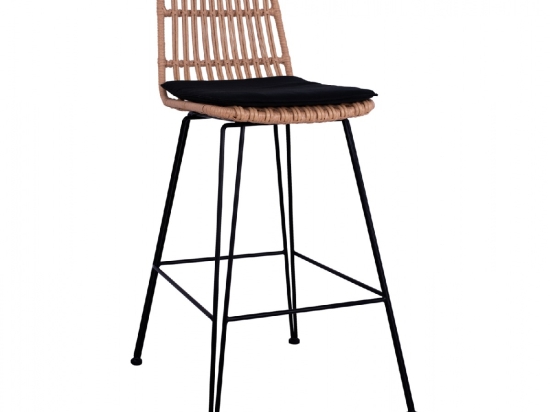 ΣΚΑΜΠΟ ΜΕΤΑΛΛΙΚΟ ΜΕ ΜΑΞΙΛΑΡΙ ALLEGRA HM5452 ΜΕ WICKER ΣΕ ΜΠΕΖ ΑΠΟΧΡΩΣΗ 56x60x109 εκ.