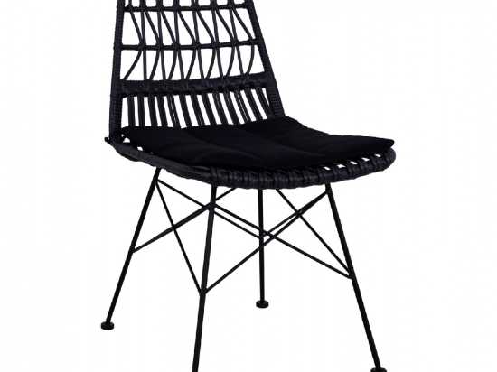 ΚΑΡΕΚΛΑ ΜΕΤΑΛΛΙΚΗ ΜΕ ΜΑΞΙΛΑΡΙ ALLEGRA HM5453 ΜΕ WICKER ΜΑΥΡΟ 48x60x83,5Υ εκ