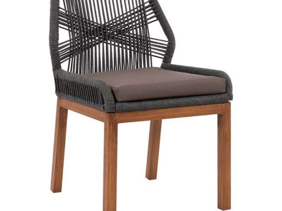 Καρέκλα Αλουμινίου Bamboo Look Με Σχοινί 56x60x83 Grey HM5547.01