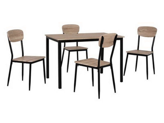 Σετ Τραπεζαρίας 5τμχ HM10339 Sonama-Μαύρο 110x70x76cm 4 Θέσεων