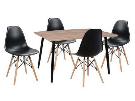Σετ Τραπεζαρίας 5τμχ Twist HM10349.01 Sonama-Μαύρο 120x70x76.5cm 4 Θέσεων
