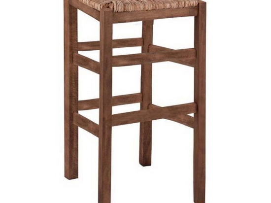 Σκαμπό Χωρίς Πλάτη HM10378.01 Καρυδί 35x35x80cm Ξύλο,Ψάθα