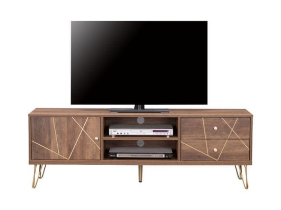 Έπιπλο Τηλεόρασης Kaitlyn HM8652 Wallnut Gold 150x39x50Y εκ. Μελαμίνη