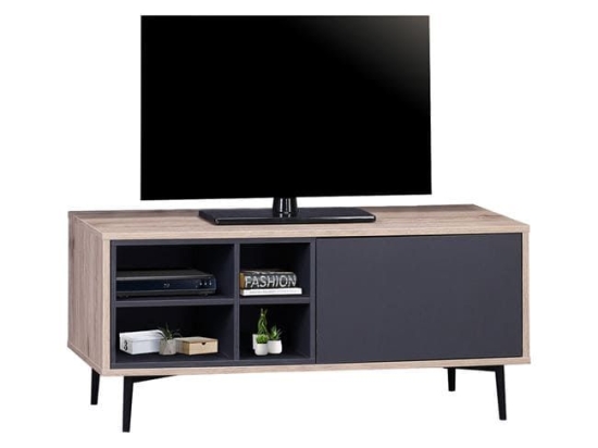 Έπιπλο Τηλεόρασης Margarit HM8676 Black Natural 97x39x45Υ εκ. Μελαμίνη,Μέταλλο