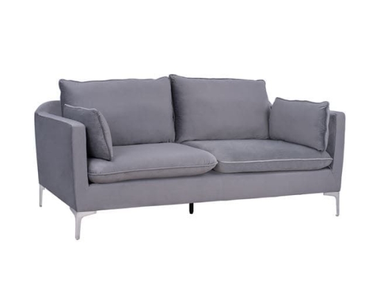 Καναπές 3Θέσιος Karen Grey HM3136.31 208x81x95 εκ. Βελούδο