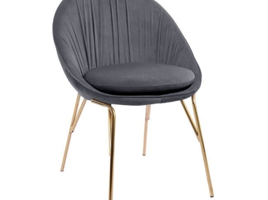 Καρέκλα Kelsey HM8684.01 Grey 60x61x85Υ εκ. Σετ 2τμχ Βελούδο, Μέταλλο