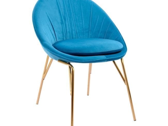 Καρέκλα Kelsey HM8684.07 Blue 60x61x85Υ εκ. Σετ 2τμχ Βελούδο, Μέταλλο