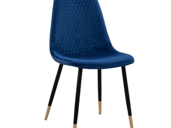 Καρέκλα Lucille HM8552.08 Blue 45Χ56Χ81Υεκ. Σετ 4τμχ Βελούδο, Μέταλλο