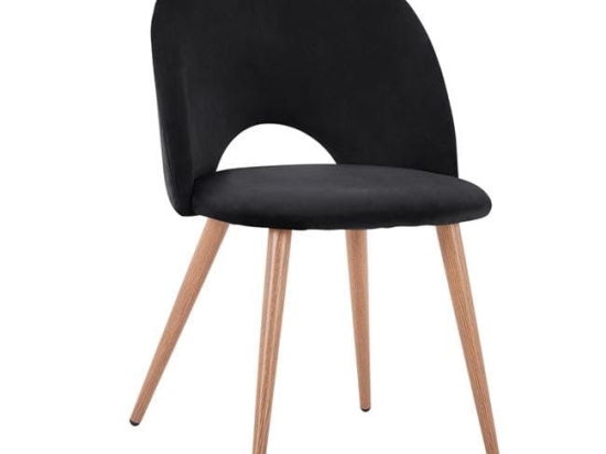 Καρέκλα Sadie Black HM8544.04 52x49,5x77Υ εκ. Σετ 4τμχ Βελούδο, Μέταλλο