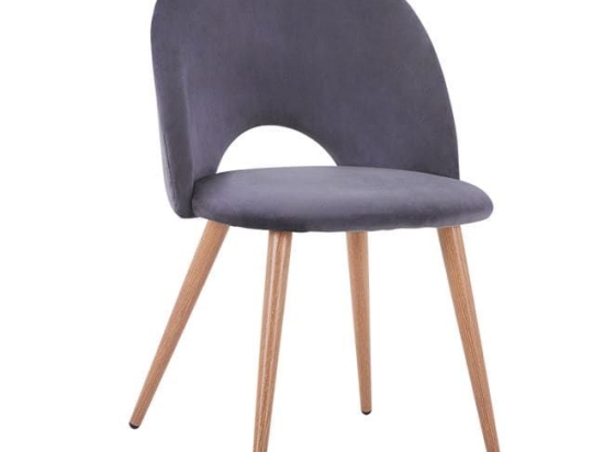 Καρέκλα Sadie Grey HM8544.01 52x49,5x77Υ εκ. Σετ 4τμχ Βελούδο, Μέταλλο
