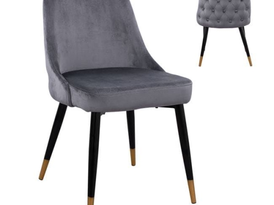 Καρέκλα Serenity HM8527.01 Grey 51Χ58Χ83Υ εκ. Σετ 2τμχ Βελούδο, Μέταλλο