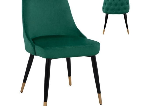 Καρέκλα Serenity HM8527.03 Dark Green 51Χ58Χ83Υ εκ. Σετ 2τμχ Βελούδο, Μέταλλο